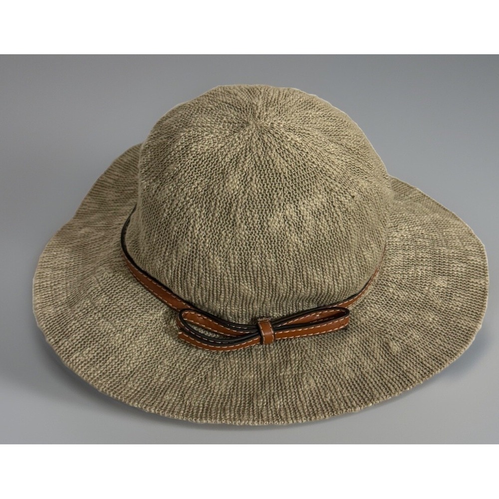 Disney Parks Woven Hat With Leather Bow Belt Tan Safari Style Disneyland